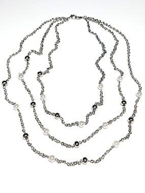 Silver-tone & faux pearl extra necklace strand clip-on